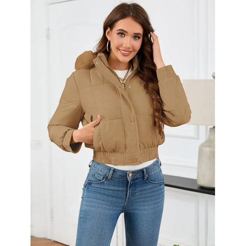 'Celandine' Hooded Cropped Coat - Celes Fashion